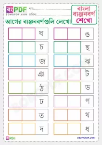 Write Before Byanjonborno Free Bengali Worksheet PDF Download