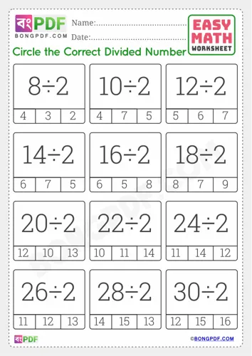 Free Learn English Division And Circle Answer Worksheet Download