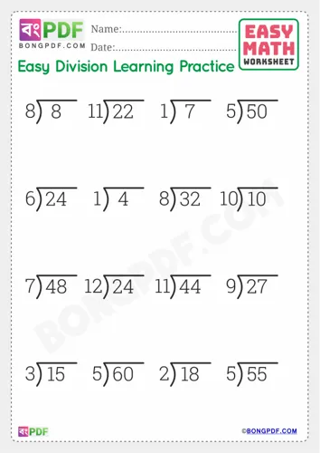 Free Learn English Division Worksheet Download