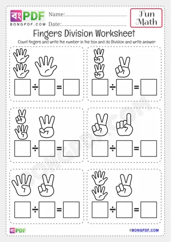 Free Learn Fingers Division Worksheet Download