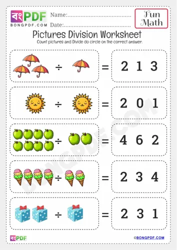 Free Learn Pictures Fun Division Worksheet Download