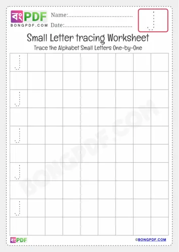 Free Learn Tracing Small Letter J Worksheet Download