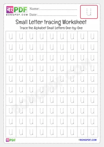 Tracing small letter u