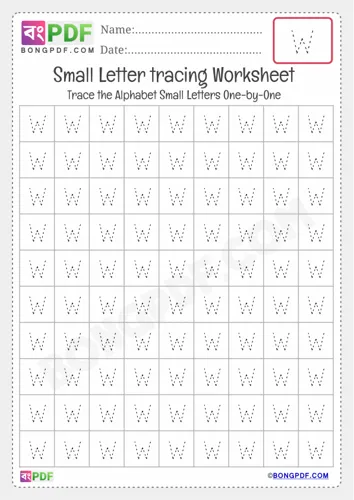Tracing small letter w